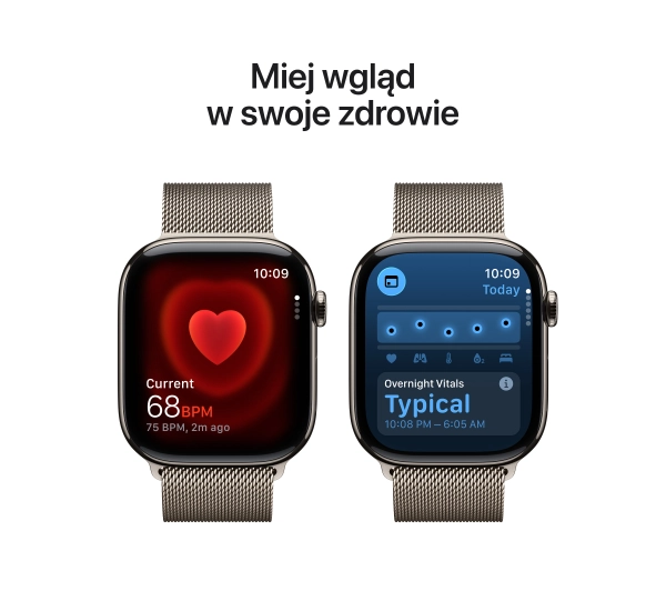 Apple Watch Series 11 GPS + Cellular 46mm Tytan Naturalny Bransoleta mediolańska Naturalny S/M - Kup na Raty - RRSO 0%