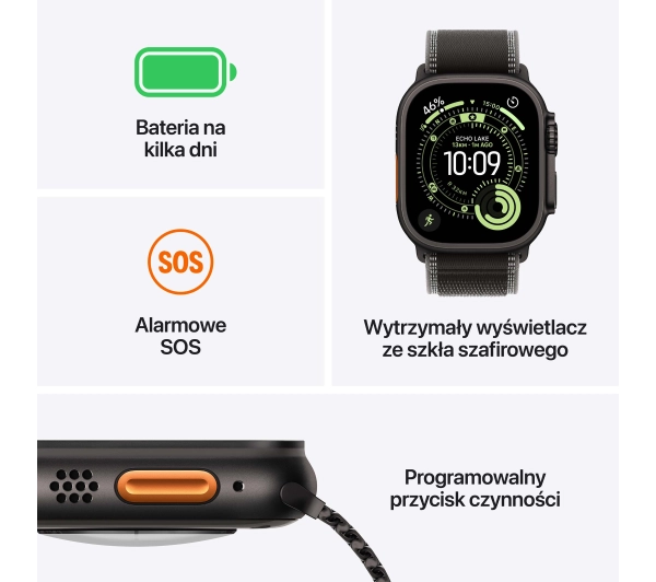 Apple Watch Ultra 3 GPS + Cellular koperta z tytanu Czarna 49mm Opaska Alpine Czarna Rozmiar M - ⚡ BESTSELLERY ⚡ - Kup na Raty - RRSO 0%