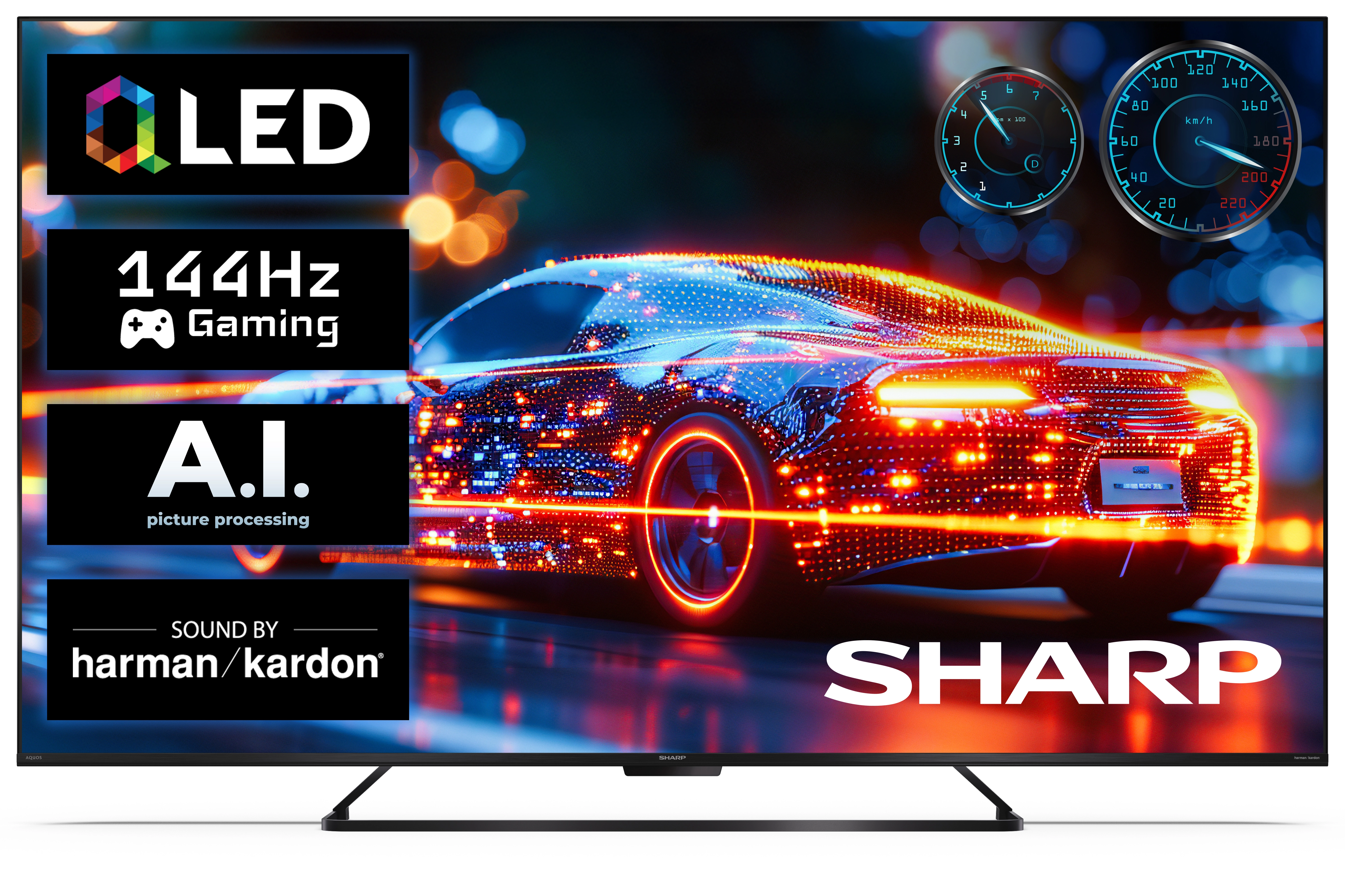 Telewizor Sharp 65HR8765E 65" QLED 4K 144Hz Google TV Funkcje AI Dolby Vision IQ Dolby Atmos DTS X HDMI 2.1 DVB-T2