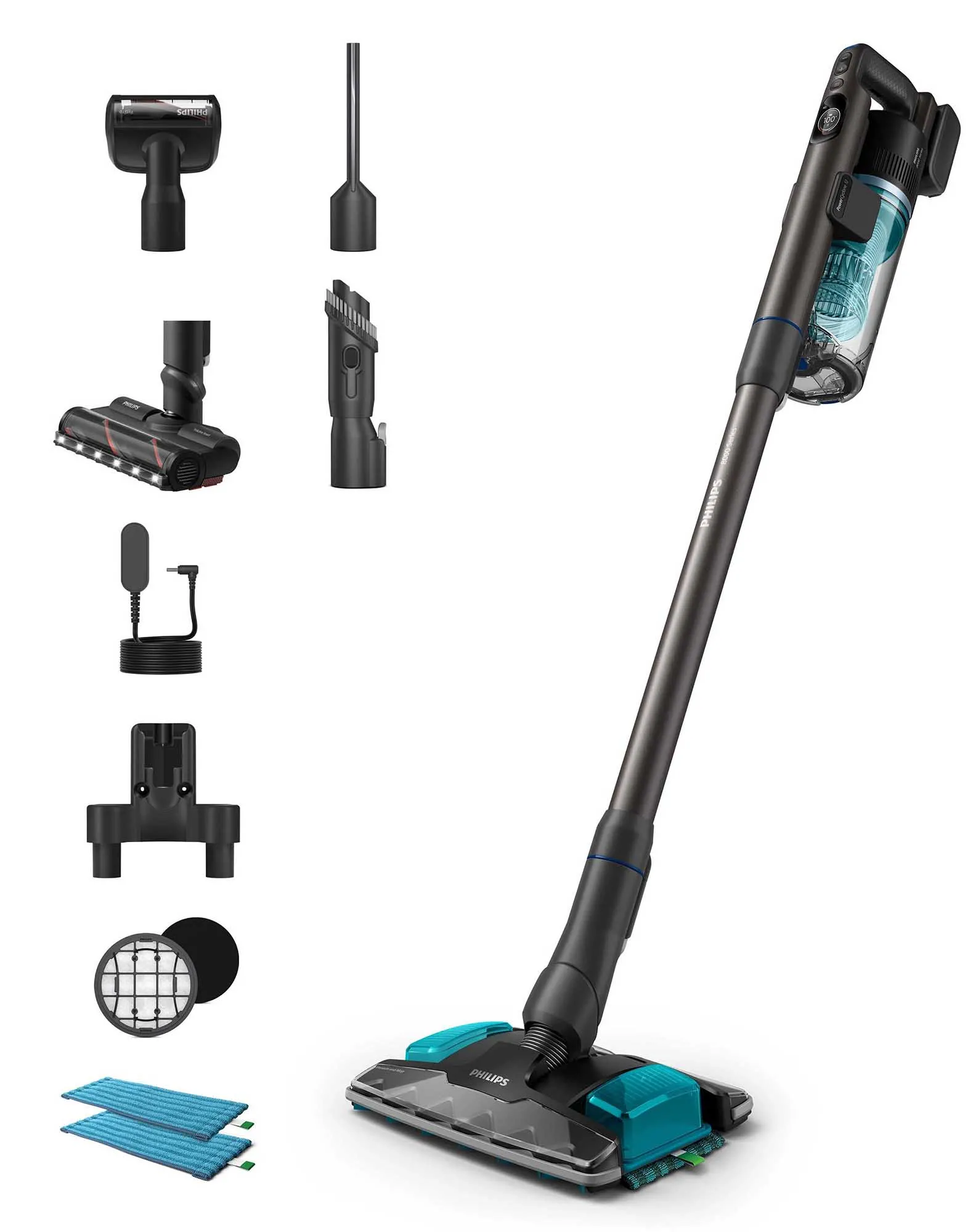 Odkurzacz Philips 8000 Aqua XC8155/01 80min Funkcja mycia Wymienny akumulator Mini elektroszczotka