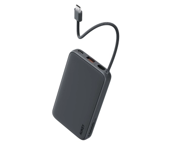Powerbank Aukey Spark Sling Lite Slim PB-Y53P 10000mAh 15W Wbudowany kabel USB-C Szary