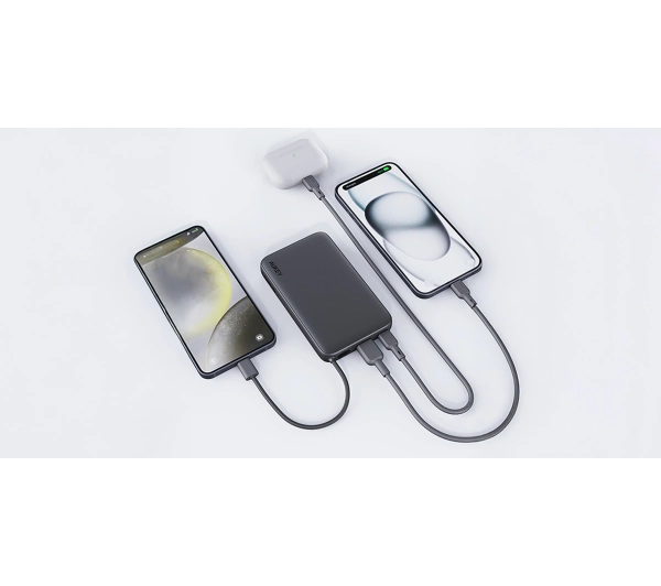 Aukey Spark Sling Lite Slim PB-Y53P 10000mAh 15W Wbudowany kabel USB-C Szary - ⚡ EURO HIT CENOWY! ⚡