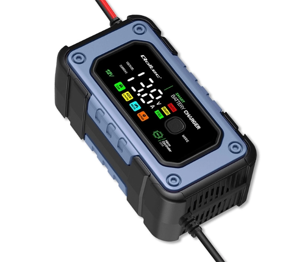Qoltec 52486 Inteligentna mikroprocesorowa 12V / 7A  Prostownik do akumulatora AGM LiFePO4 GEL z funkcją naprawy
