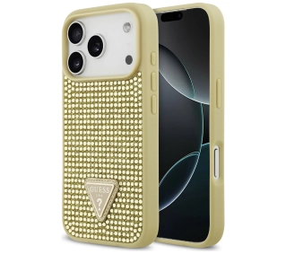 Guess Rhinestone Triangle Logo do iPhone 17 Pro złoty
