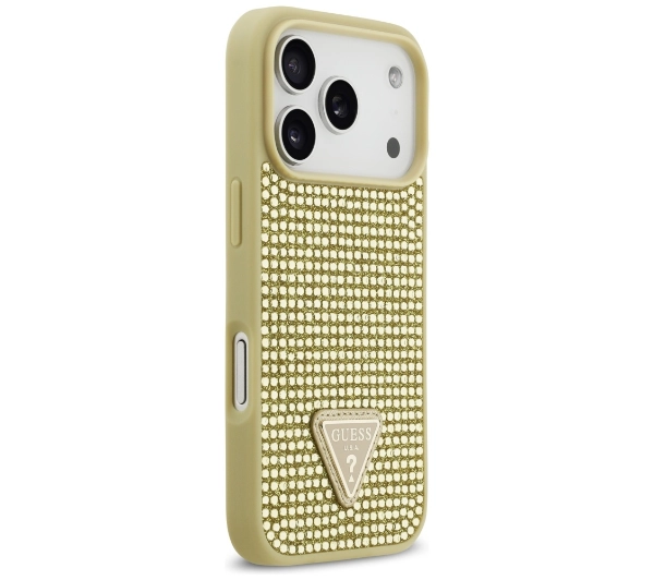 Guess Rhinestone Triangle Logo do iPhone 17 Pro złoty