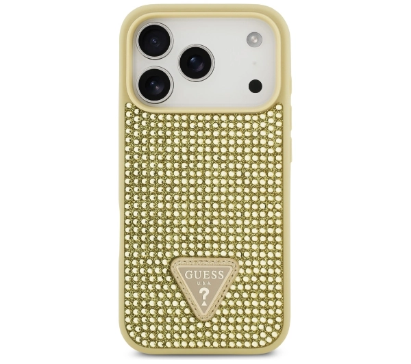 Guess Rhinestone Triangle Logo do iPhone 17 Pro złoty