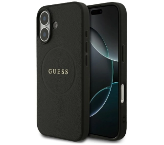 Etui Guess Grained Ring MagSafe do iPhone 17 czarny