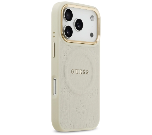 Guess Peony Hot Stamp MagSafe do iPhone 17 Pro beżowy