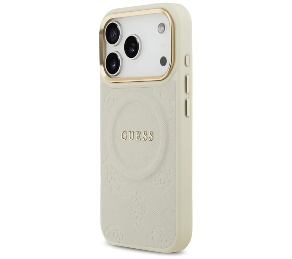 Guess Peony Hot Stamp MagSafe do iPhone 17 Pro beżowy