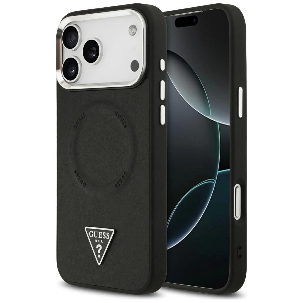 Etui Guess Triangle Logo MagSafe do iPhone 17 Pro Max Czarny