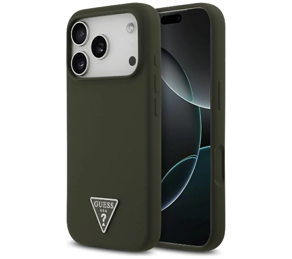 Guess Silicone Triangle Logo MagSafe do iPhone 17 Pro khaki