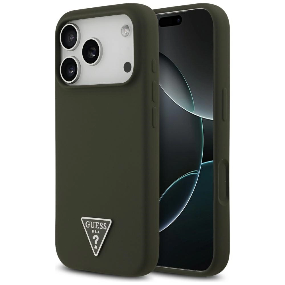 Etui Guess Silicone Triangle Logo MagSafe do iPhone 17 Pro khaki