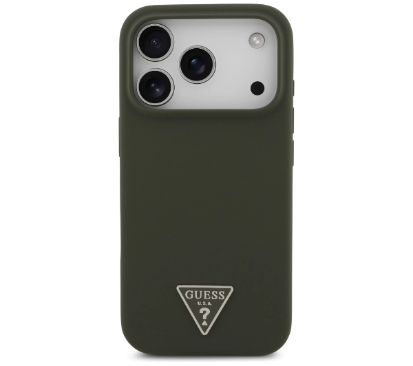 Guess Silicone Triangle Logo MagSafe do iPhone 17 Pro khaki