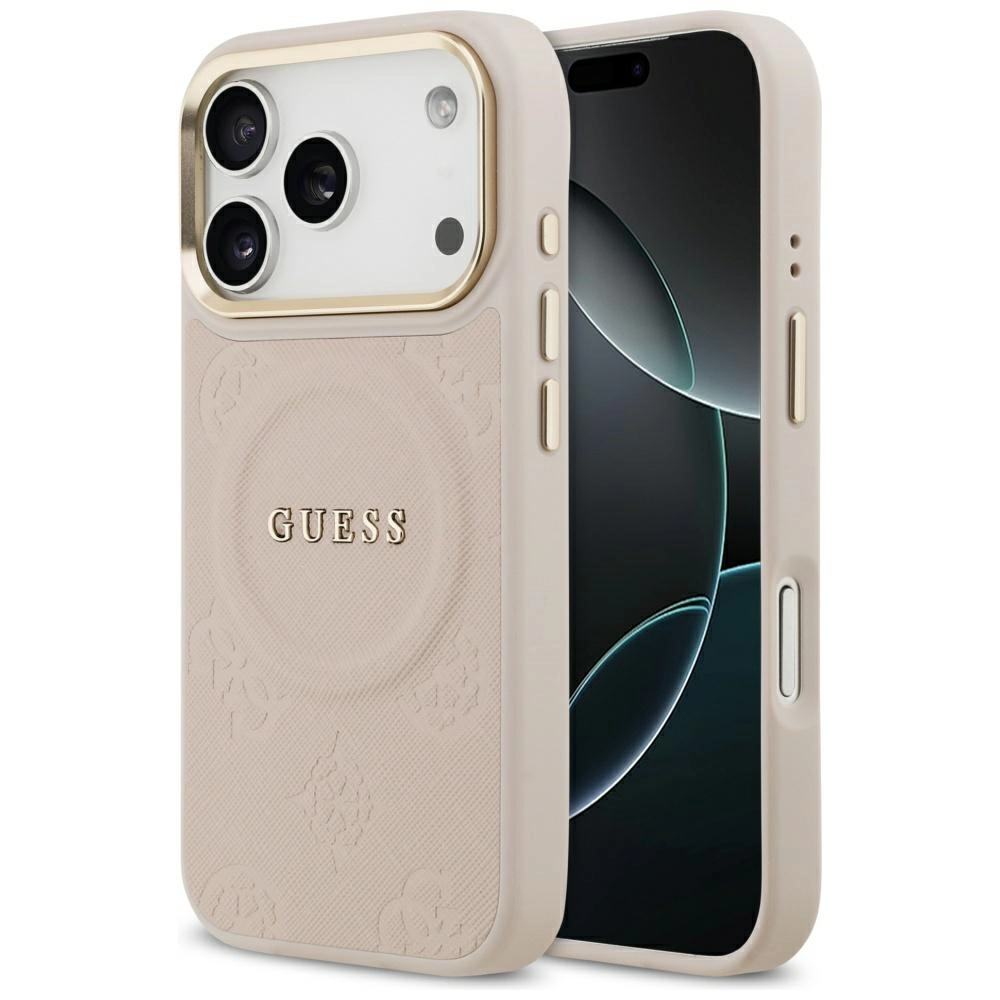 Etui Guess Peony Hot Stamp MagSafe do iPhone 17 Pro różowy