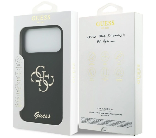 Guess Silicone Big 4G Script do iPhone 17 Pro Max czarny
