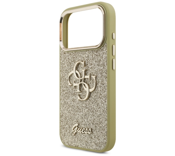 Guess Fixed Glitter Big 4G Metal Frame do iPhone 17 Pro złoty