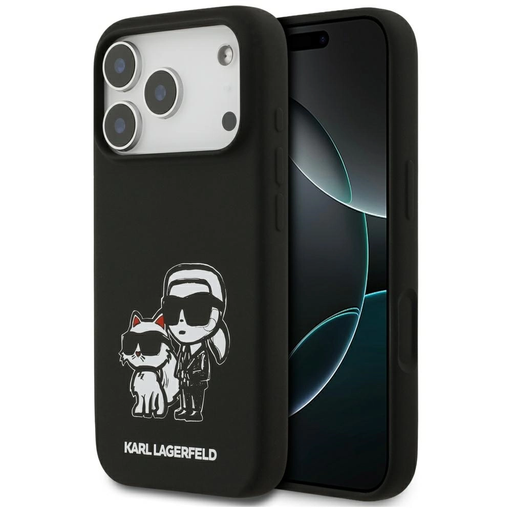 Etui Karl Lagerfeld Silicone K&C Sketch & Logo MagSafe do iPhone 17 Pro Czarny