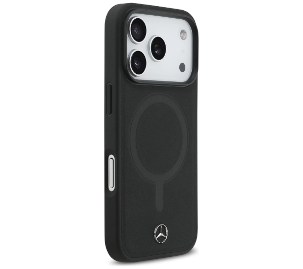 Mercedes-Benz Plain Smooth Leather MagSafe do iPhone 17 Pro czarny