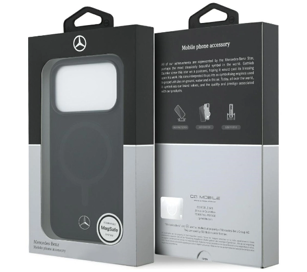 Mercedes-Benz Plain Smooth Leather MagSafe do iPhone 17 Pro czarny