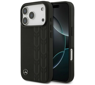 Etui Mercedes-Benz Leather Laurel Leaves MagSafe do iPhone 17 Pro czarny
