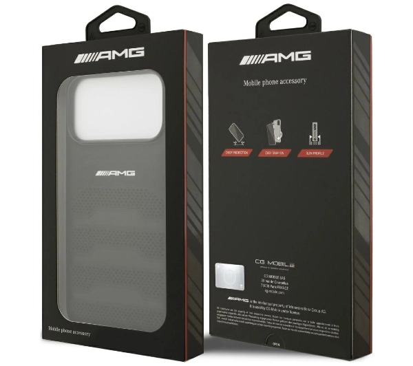 AMG Leather Debossed Lines Logo do iPhone 17 Pro Max czarny