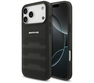 AMG Leather Debossed Lines Logo do iPhone 17 Pro Max czarny