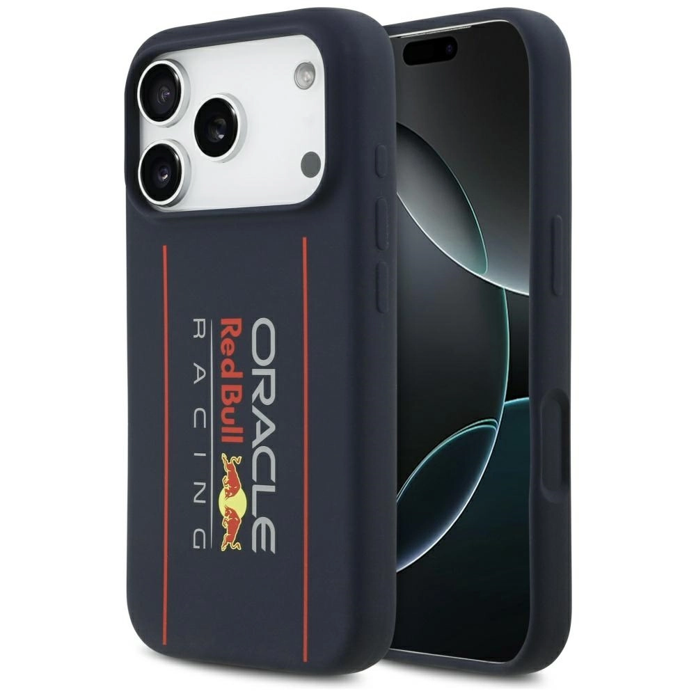 Etui Red Bull Racing Silicone Oversize Vertical Logo MagSafe do iPhone 17 Pro Granatowy