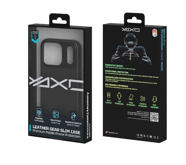 Yaxo Leather Gear Slim Case MagSafe do iPhone 17 Pro Czarny