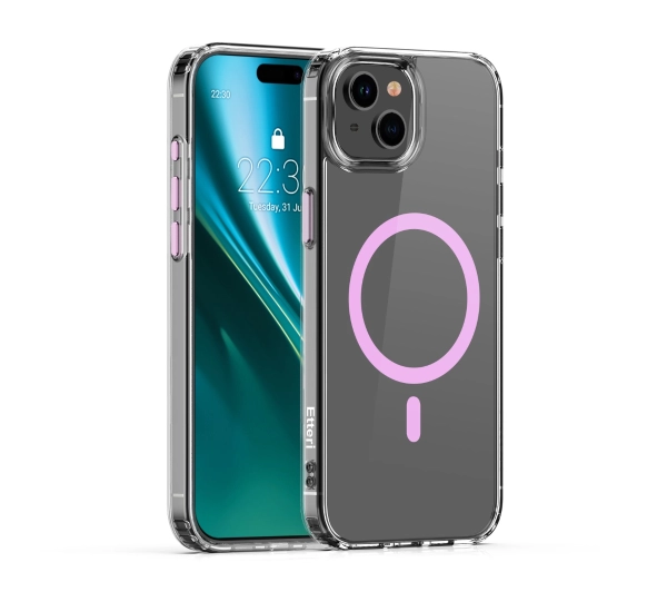 Etui ETTERI Color Mag do Apple iPhone 14 Przezroczysto-różowy