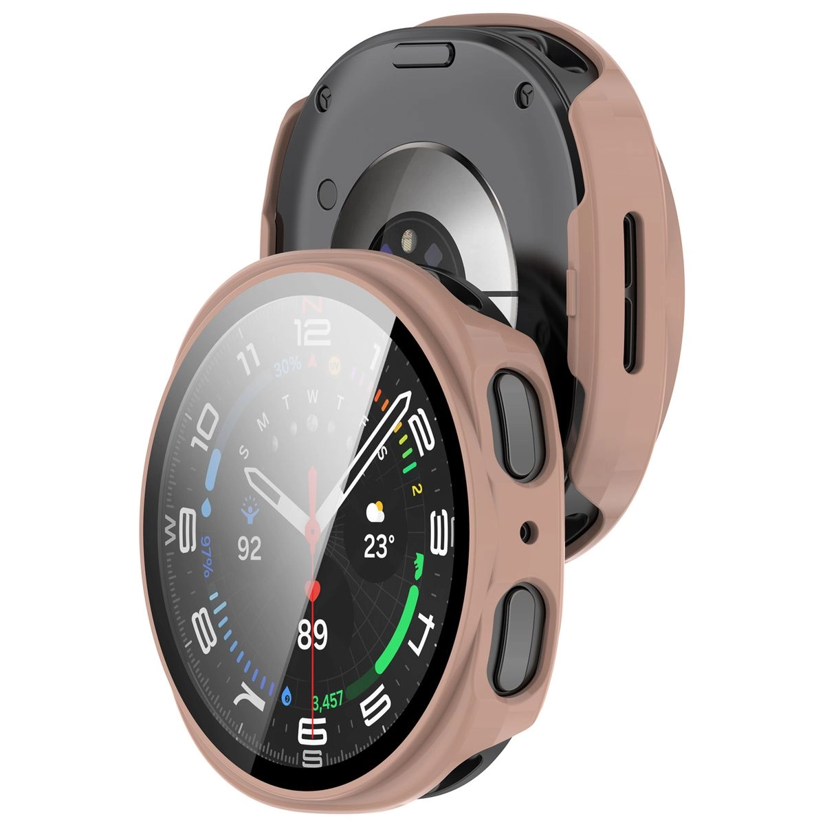 Nakładka na tarczę Bizon ze szkłem do Samsung Galaxy Watch 8 40 mm różowy