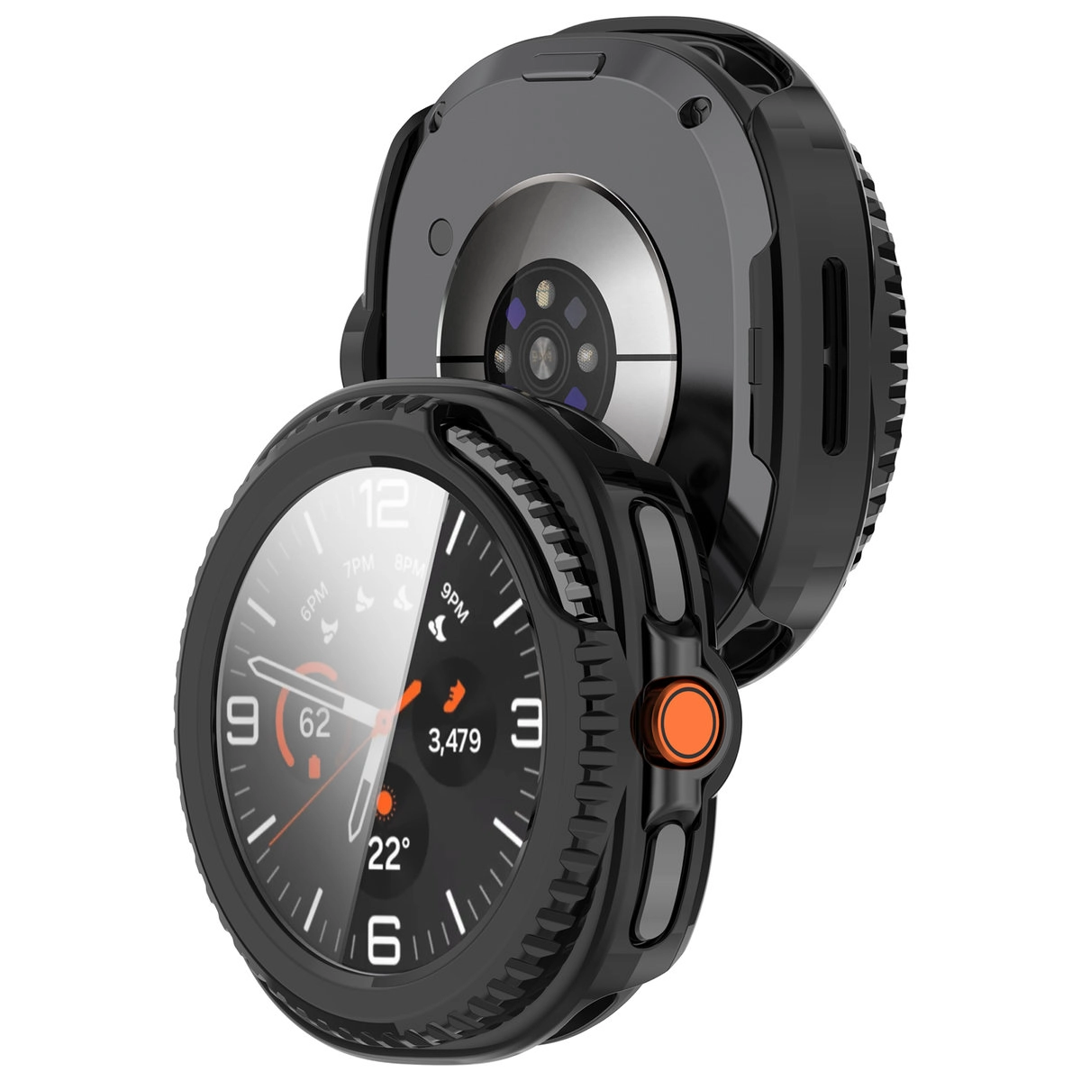 Nakładka na tarczę Bizon ze szkłem do Samsung Galaxy Watch 8 Classic 46 mm czarny