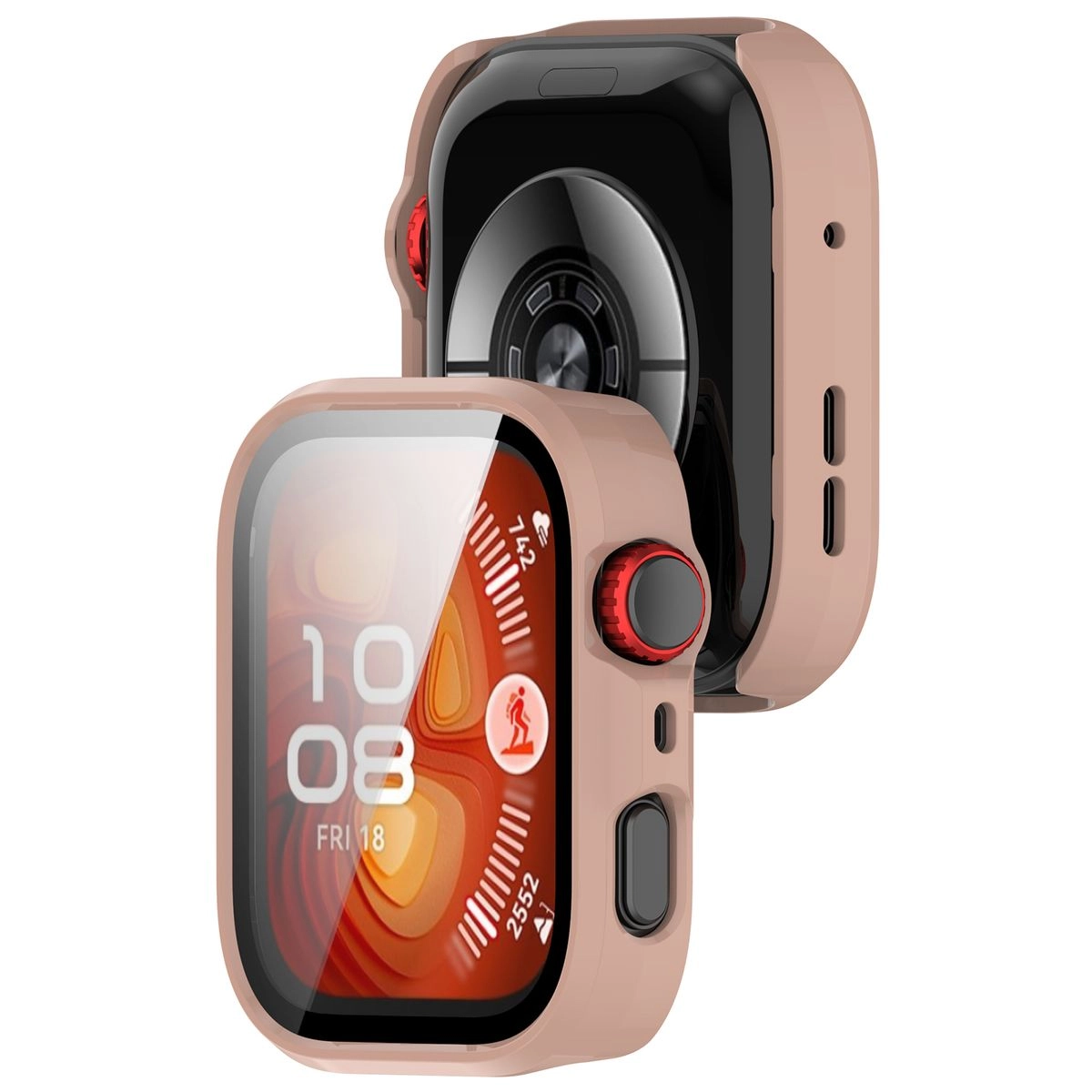 Nakładka na tarczę Bizon ze szkłem do Huawei Watch Fit 4 Pro różowy