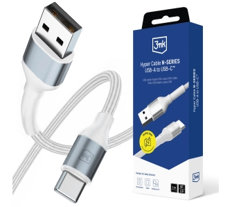 Kabel 3mk Hyper Cable N-SERIES USB-A do USB-C 1m 9V/2A 18W Biały