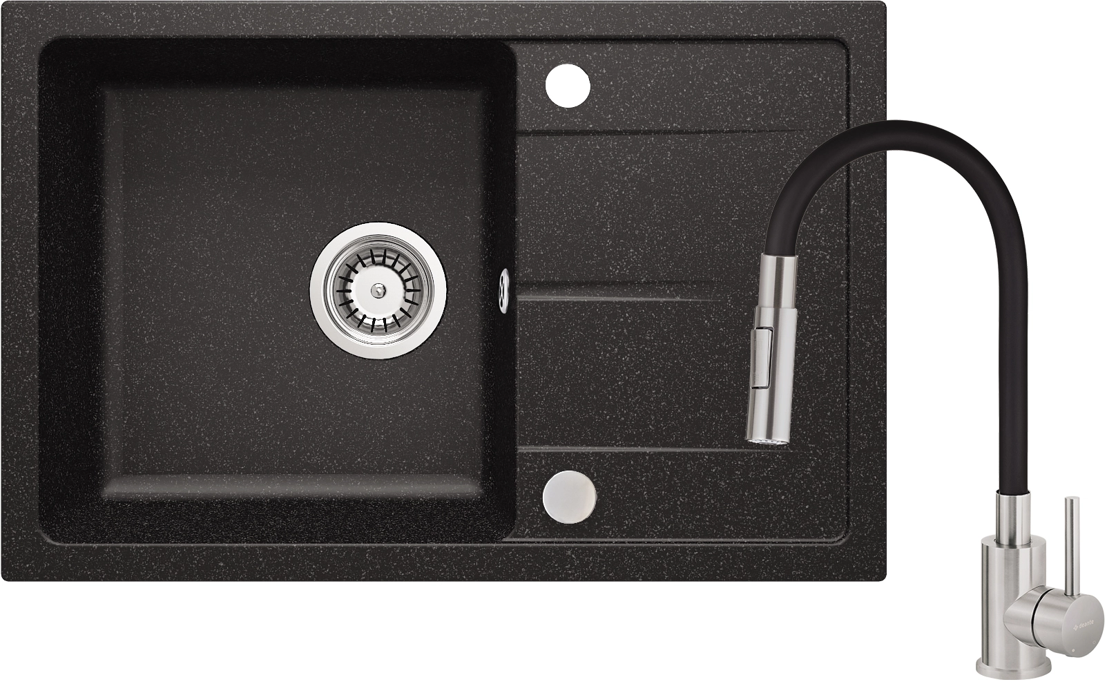 Zlewozmywak Deante ZRD2113 Granitowy + bateria BOCB740 Granitowy