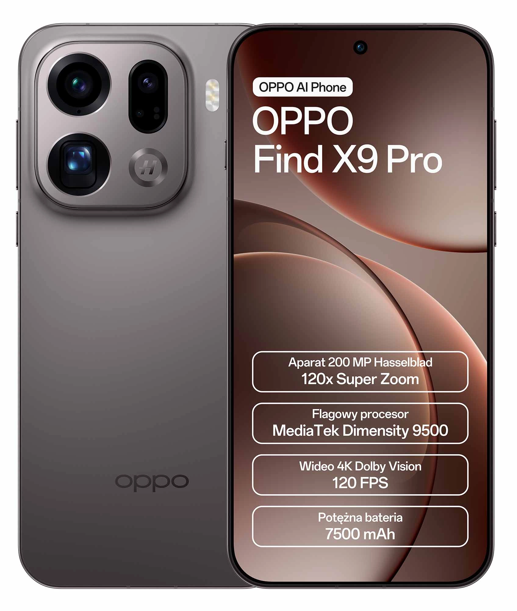 Smartfon OPPO Find X9 Pro 16/512GB AI 6,78" 120Hz 50Mpix Brązowy