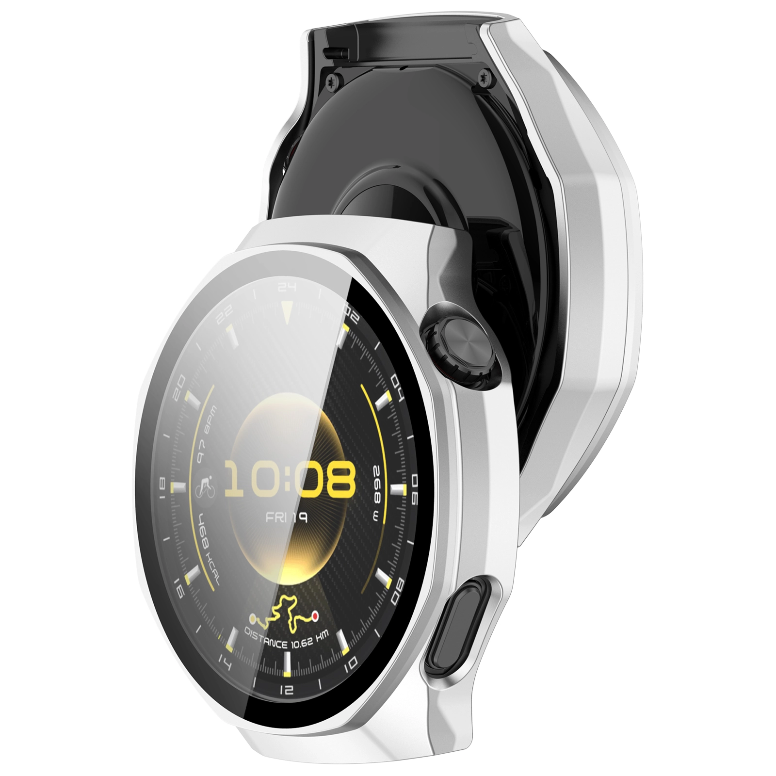 Nakładka na tarczę Bizon ze szkłem do Huawei Watch GT6 Pro 46mm Srebrny