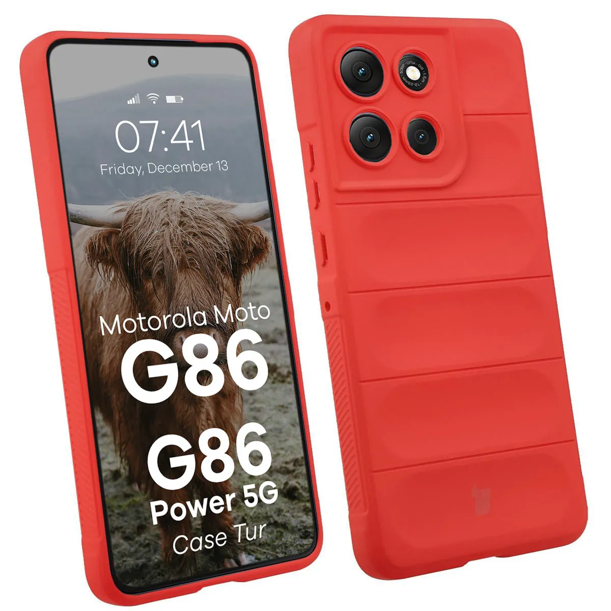 Etui Bizon Pancerne Tur do Motorola Moto G86 5G/G86 Power 5G Czerwony