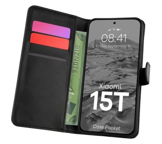 Etui Bizon z klapką Pocket do Xiaomi 15T Czarny