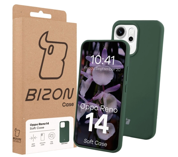 Bizon Silikonowe Soft do Oppo Reno14 Ciemnozielony