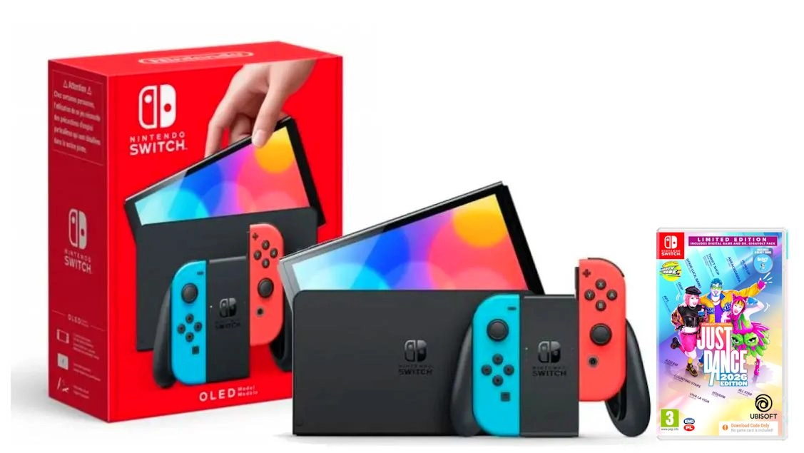 Konsola Nintendo Switch OLED Czerwono-niebieski + Just Dance 2026 Edycja Limitowana