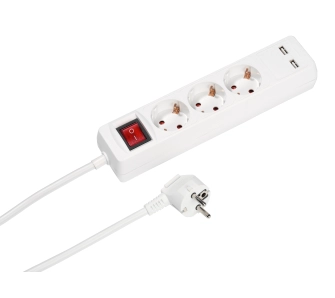 Listwa Vivanco 3 gniazda 2xUSB-A 1,4m Biały