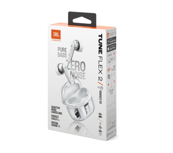JBL Tune Flex 2 Ghost Edition Douszne Bluetooth 5.3 Biały - Kup na Raty - RRSO 0%