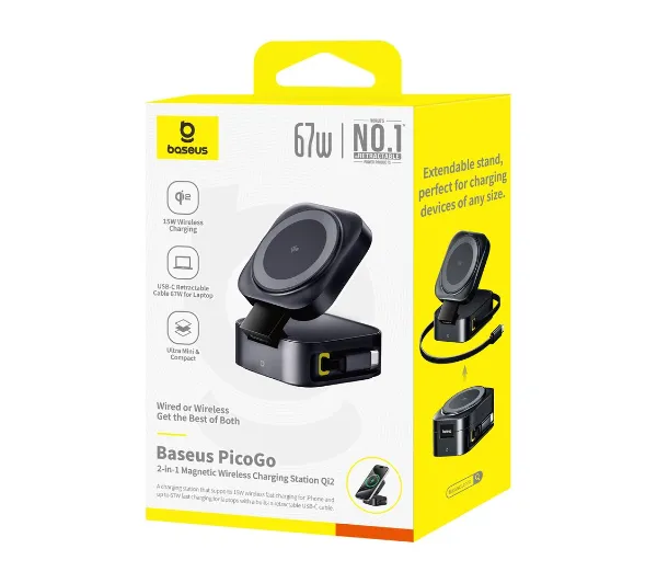 Baseus PicoGo 2w1 Qi2 67W Czarny
