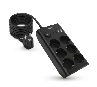 Listwa Huslog POWERSTRIP 6 gniazd 1,5m Czarny