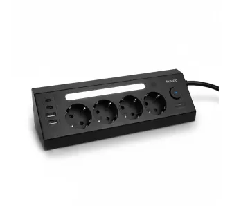Listwa Huslog HUS1057 POWERSHARP LED  4 gniazda 1,8m Czarny