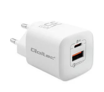Ładowarka sieciowa Qoltec GaN Ultra USB-A USB-C 35W Biały