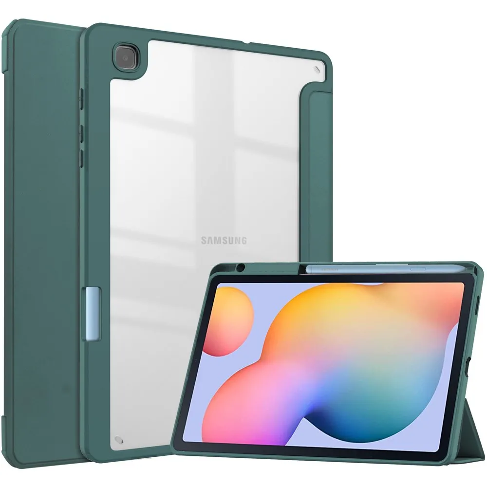 Etui na tablet Bizon Case Tab Clear Matt z klapką do Samsung Galaxy Tab S6 Lite 2024/2022/2020 Ciemnozielony