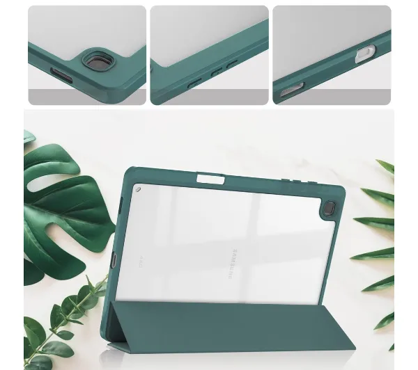 Bizon Case Tab Clear Matt z klapką do Samsung Galaxy Tab S6 Lite 2024/2022/2020 Ciemnozielony
