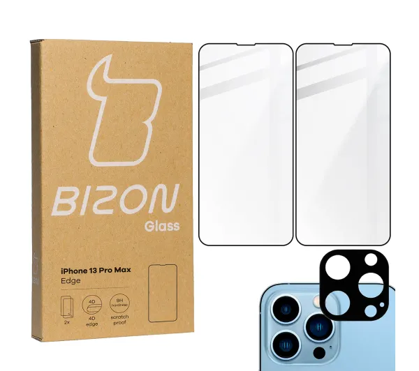 Bizon 2x Szkło + szybka na aparat Edge Pack do iPhone 13 Pro Max