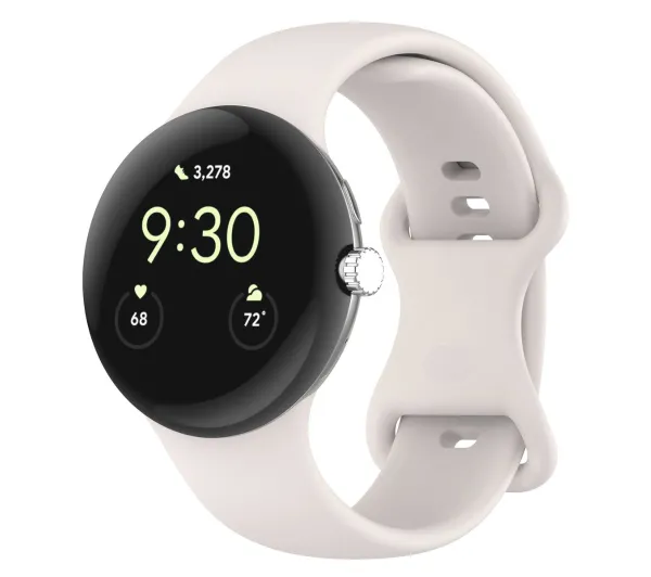 Bizon Strap Watch Silicone S do Google Pixel Watch 4 / 3 45mm Perłowy